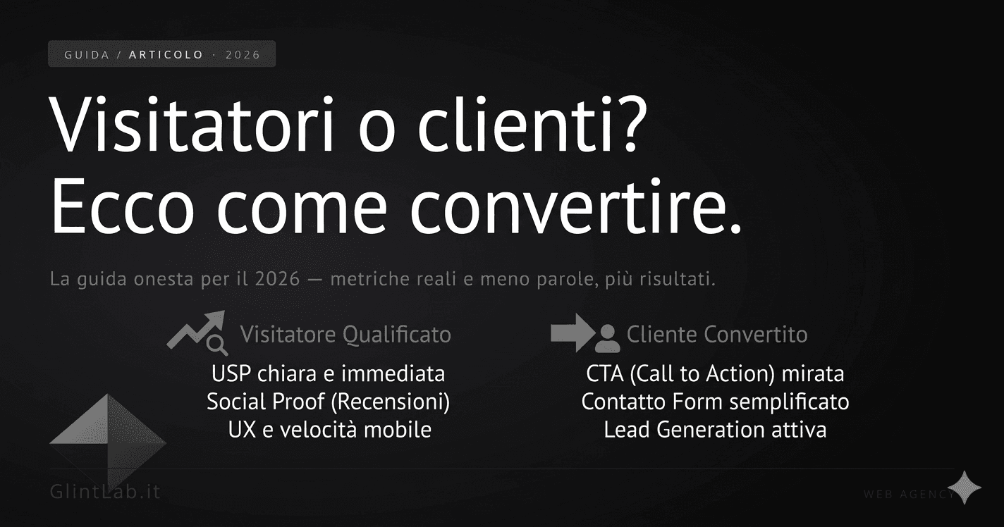 Cover: Il tuo sito web attira visitatori ma non clienti? Ecco come invertire la rotta nel 2026