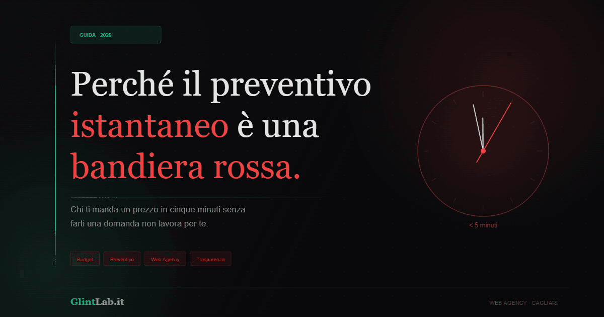 Cover: Perché il preventivo istantaneo è una bandiera rossa (e come prepararsi a una vera conversazione con una web agency)