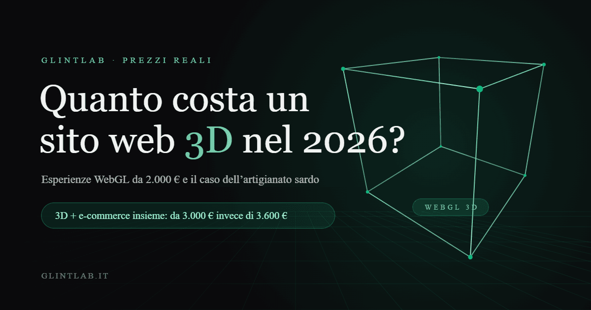 Cover: Quanto costa un sito web 3D nel 2026? Prezzi reali e il caso dell'artigianato sardo